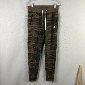 ASRV Pants Mens Large Brown  Camo Fleece Joggers Zip Pockets 32x32 Athletic